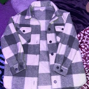 Grey & White Plaid Shacket